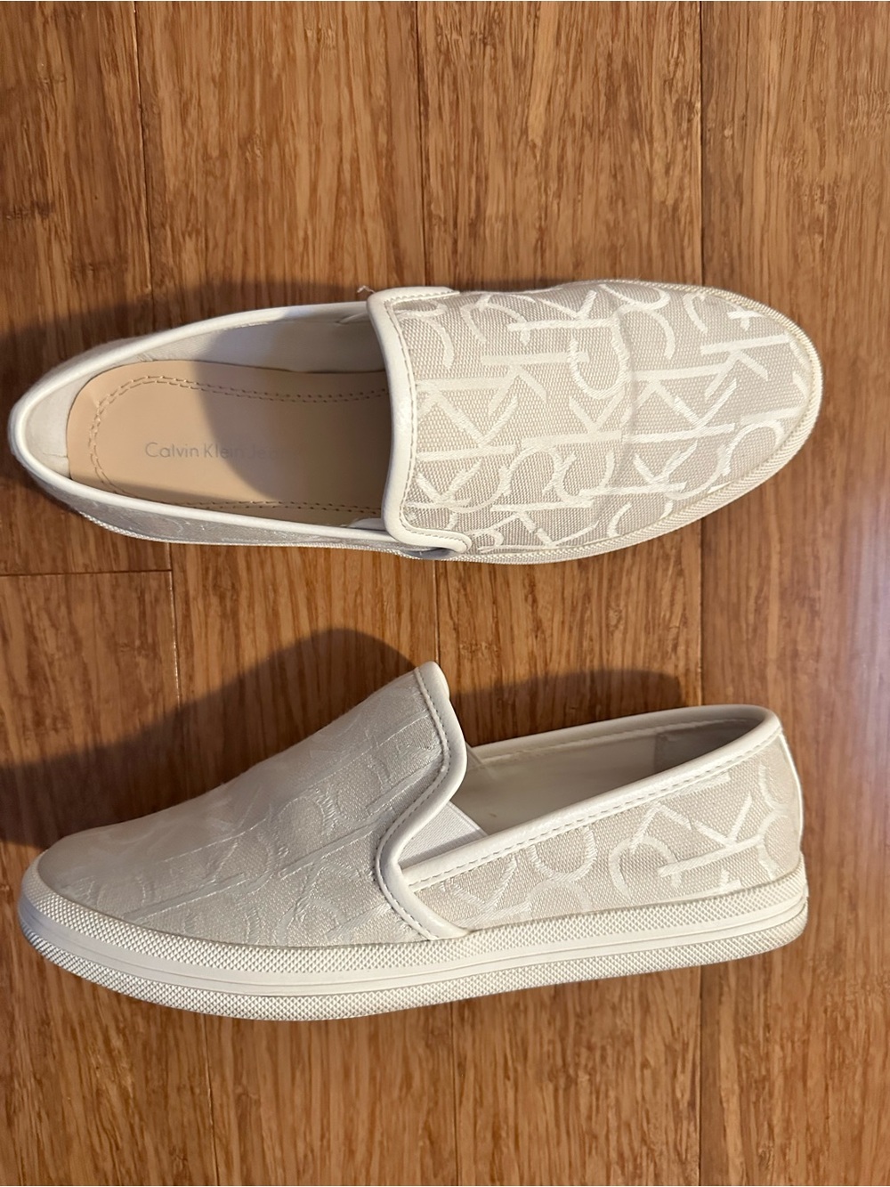 Calvin Klein Off-White Logo Slip-On Sneakers - Picture 3 of 8